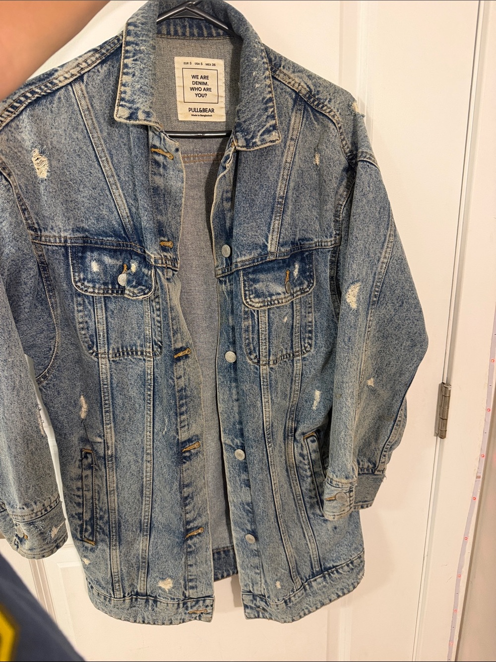 Pull&Bear Light Blue Distressed Denim Jacket